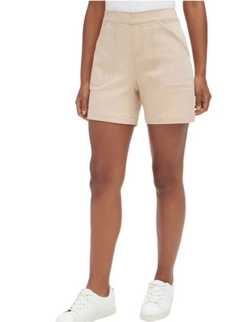 Nautica Beige Mid-Rise Patch Pocket Bermuda Shorts. Size M